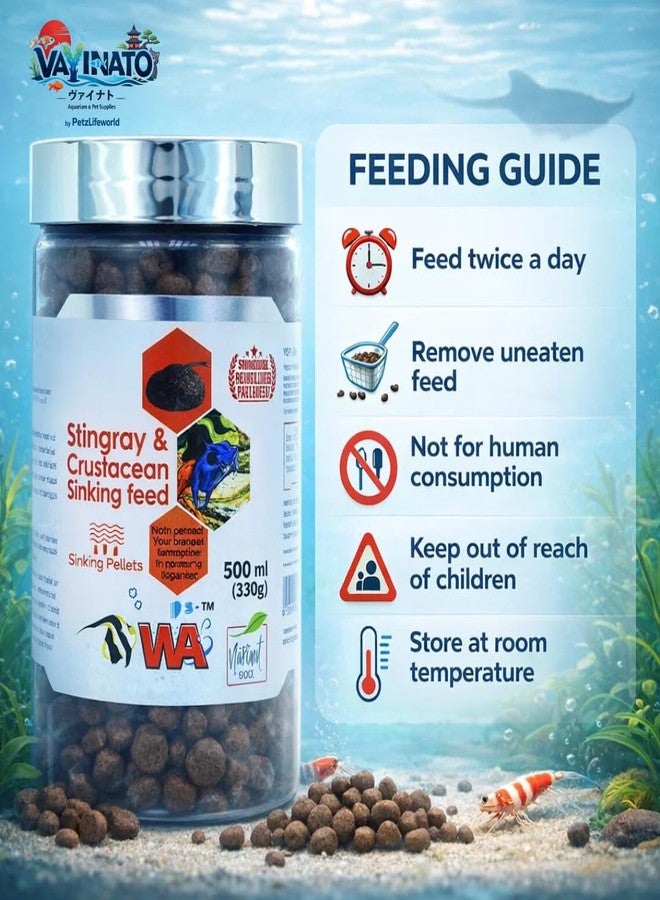 VAYINATO® WA Stingray & Crustacean Sinking Feed, 330G (500ML) | High Protein and Calcium Added Minerals & Vitamins by Petzlifeworld - Image 4